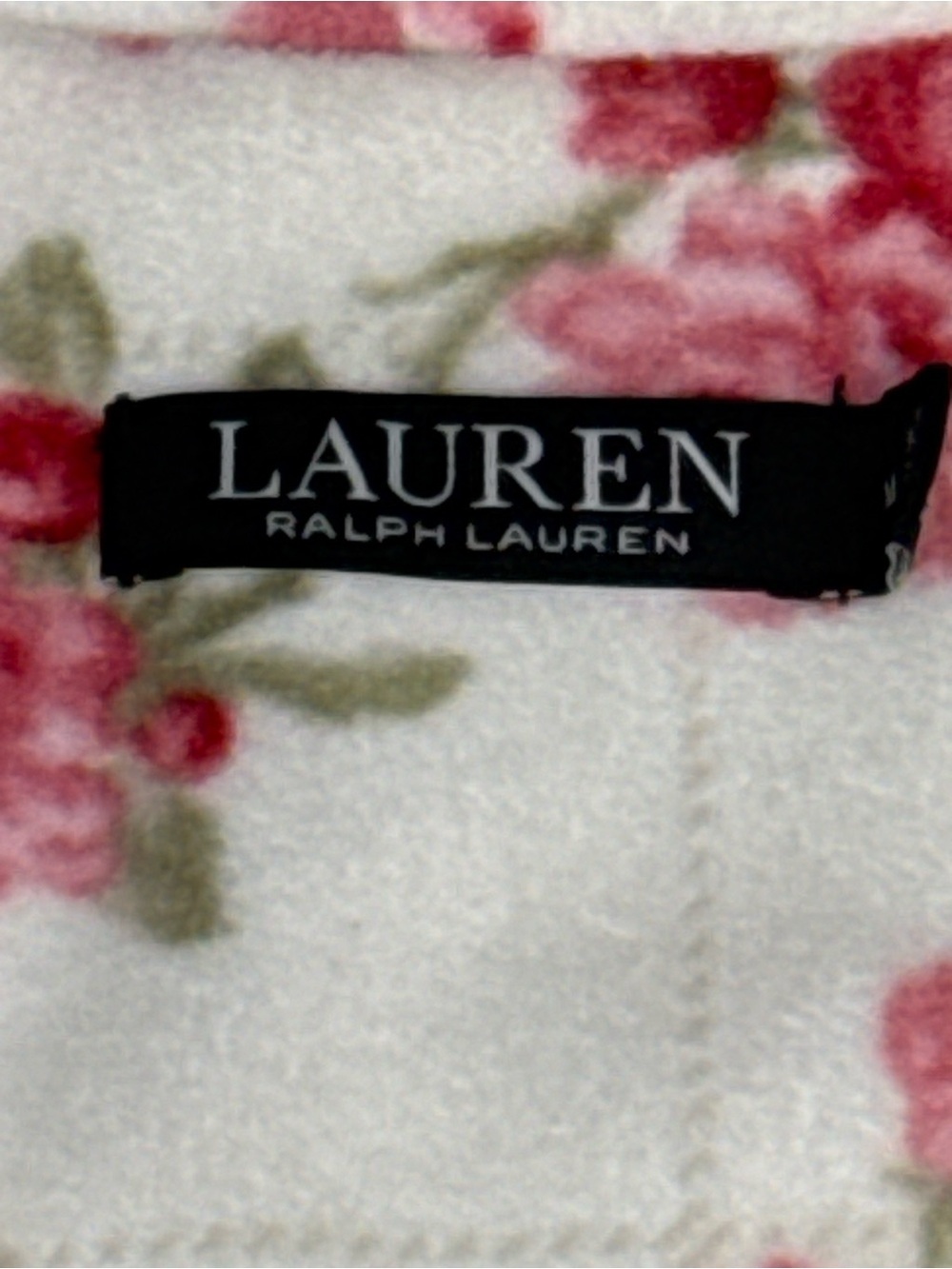 Lauren Ralph Lauren Cream Pajama Top with Pink Floral Print - Picture 3 of 10